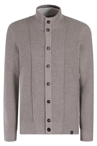 Fay Double Front Cardigan In Grey