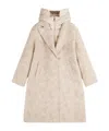 Fay Double Front Coat In Wool And Mohair Herringbone In Neutral