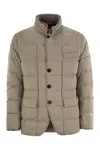 Fay Double-front Quilted Checked Down Jacket In Green