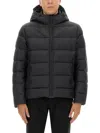 Fay Hooded Quilted Jacket Side Pockets In Black