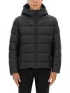 Fay Hooded Quilted Jacket Side Pockets In Black