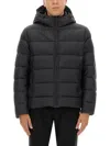 Fay Double Front Puffer Jacket With Hood And Matte Finish In Black