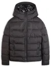 Fay Double Front Puffer Jacket With Hood And Matte Finish In Black