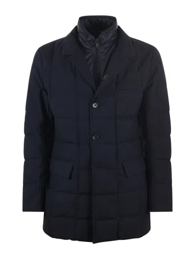 Fay Double Front Down Jacket In Blue