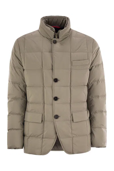 Fay Double-front Down Jacket In Brown