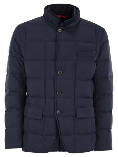Fay Double-front Quilted Jacket With Water-repellent Finish In Blue