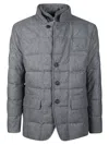 Fay Short Down Jacket In Carded Wool Flannel In Gray