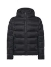 Fay Hooded Quilted Jacket Side Pockets In Black