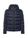 Fay Double-front Down Jacket In Calendered Poplin In Blue