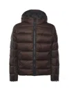 Fay Double-front Down Jacket In Calendered Poplin In Brown
