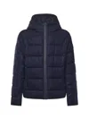 Fay Double-front Down Jacket In Carded Wool Flannel In Blue