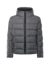 Fay Double-front Down Jacket In Carded Wool Flannel In Gray