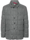 Fay Quilted Jacket In Virgin Wool Padded With Goose Down. In 灰色