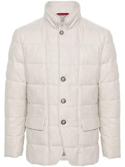 Fay Layered Padded Coat In Beige