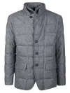 Fay Short Down Jacket In Carded Wool Flannel In Gray