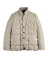 Fay Double Front Short Down Jacket In Carded Wool Flannel In Brown