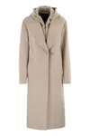 Fay Double Front Wool Jersey Coat In Brown