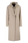 Fay Double Front Wool Jersey Coat In Brown