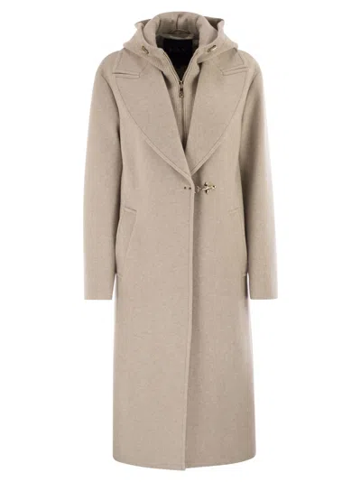 FAY DOUBLE FRONT WOOL JERSEY COAT