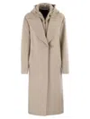 Fay Double Front Wool Jersey Coat In Neutral