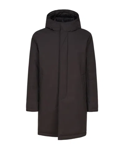 Fay Double Morning Raincoat In Black