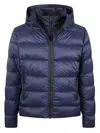 Fay Double-sided Down Jacket With Drawstring Hood And Logo Patch In Multi