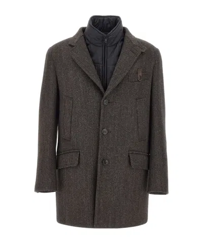 Fay Double Wool Driving Coat In Black