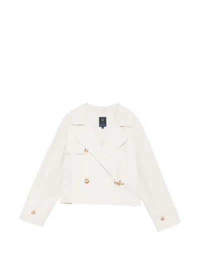 Fay Kids' Double-breasted Hook-fastening Jacket In White