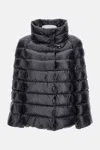 Fay Glossy Quilted Down Coat With Structured Collar In Black