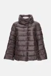 Fay Glossy Brown Puffer Jacket With High Collar In Brown