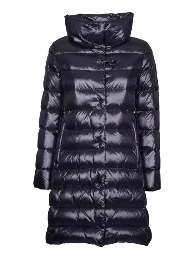 Fay Long Urban Hook And Loop Down Jacket In Black