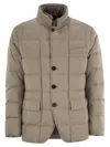 Fay Double-front Quilted Checked Down Jacket In Green