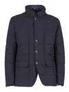 Fay Structured Double-breasted Down Jacket With Smooth Finish In Blue