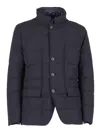 Fay Structured Double-breasted Down Jacket With Smooth Finish In Blue