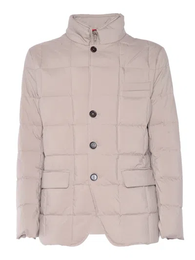 Fay Short Padded Down Jacket In Neutral