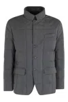 Fay Short Down Jacket In Carded Wool Flannel In Gray