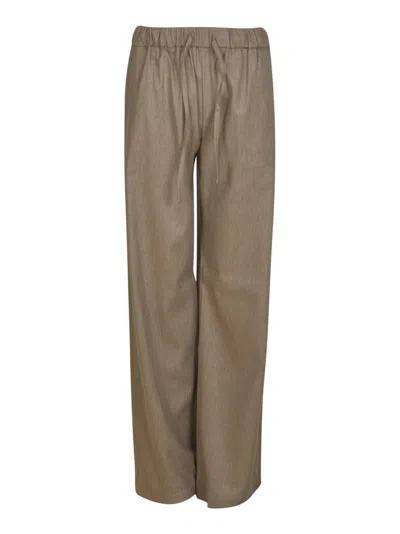 Fay Drawstring Waist Straight Leg Trousers In Kaki Chiaro
