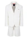 Fay Ivory Suit For Boy With Logo In White