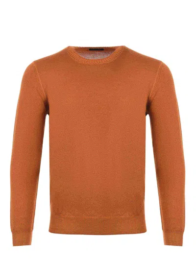 Fay Dyed Virgin Wool Sweater In Ruggine