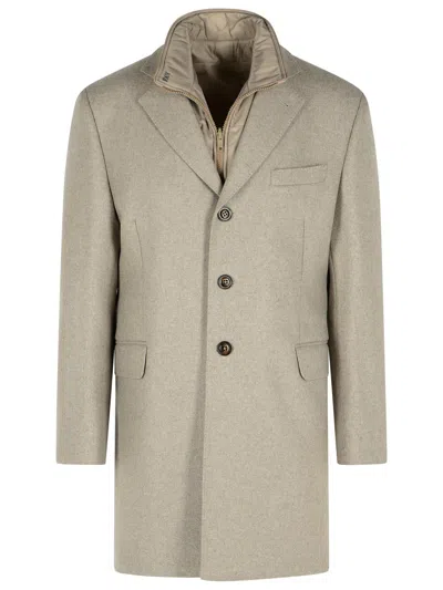 FAY FAY 'EASY' BEIGE POLYAMIDE COAT MEN