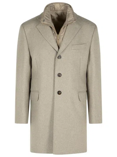 Fay 'easy' Beige Polyamide Coat In Gray