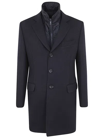Fay Easy Double Breasted Coat In Black