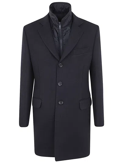 Fay Easy Double Breasted Coat In Blue