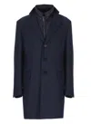 Fay Three-button Detachable-collar Coat In Blue