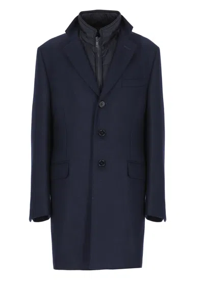 Fay Easy Double Coat In Blue