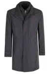 Fay Minimalist Black Coat With Concealed Zipper In Blue