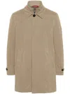Fay Morning Coat With Belted Cuffs And High Neck In Mud