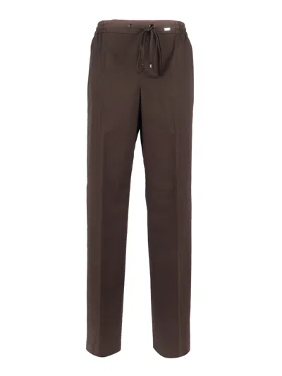 Fay Easy Pant Con Coulisse + Placchetta In Brown