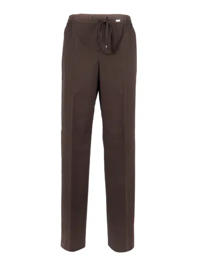 Fay Easy Pant Drawstring Straight-leg Pants In Brown