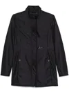 Fay Technical Poplin Virginia Overcoat With Adjustable Drawstring In Black
